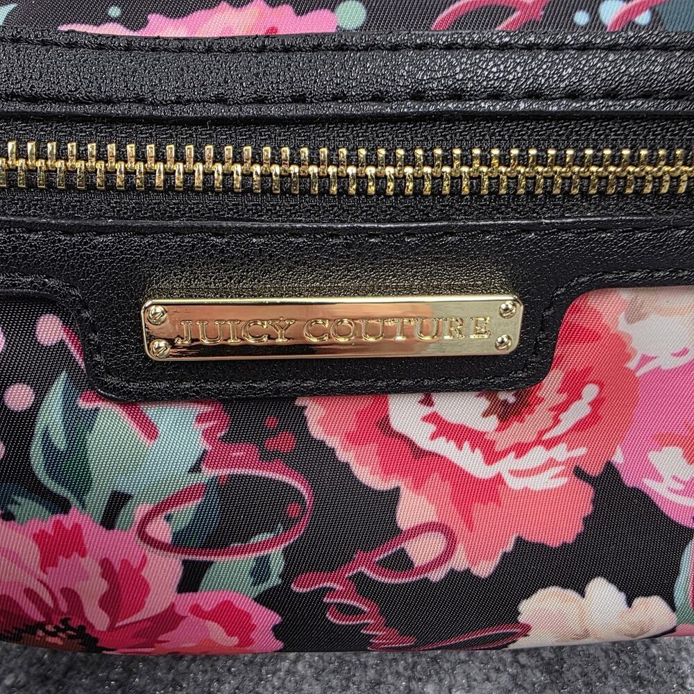 Juicy Couture Backpack Womens Mini Black Floral Rose Print Casual Daypack Zip - Picture 6 of 14